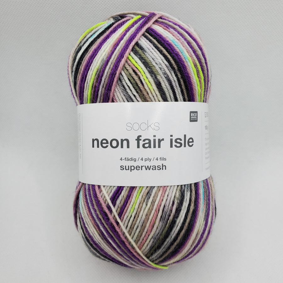 Rico Design<br>socks neon fair isle</br>