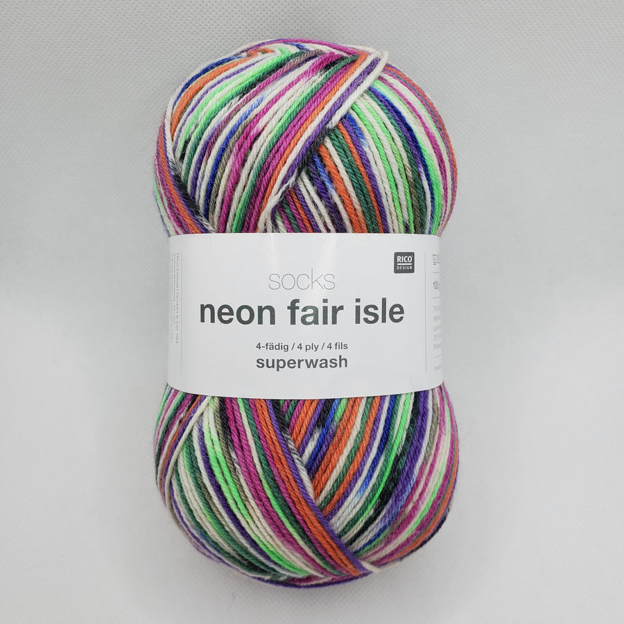 Rico Design<br>socks neon fair isle</br>