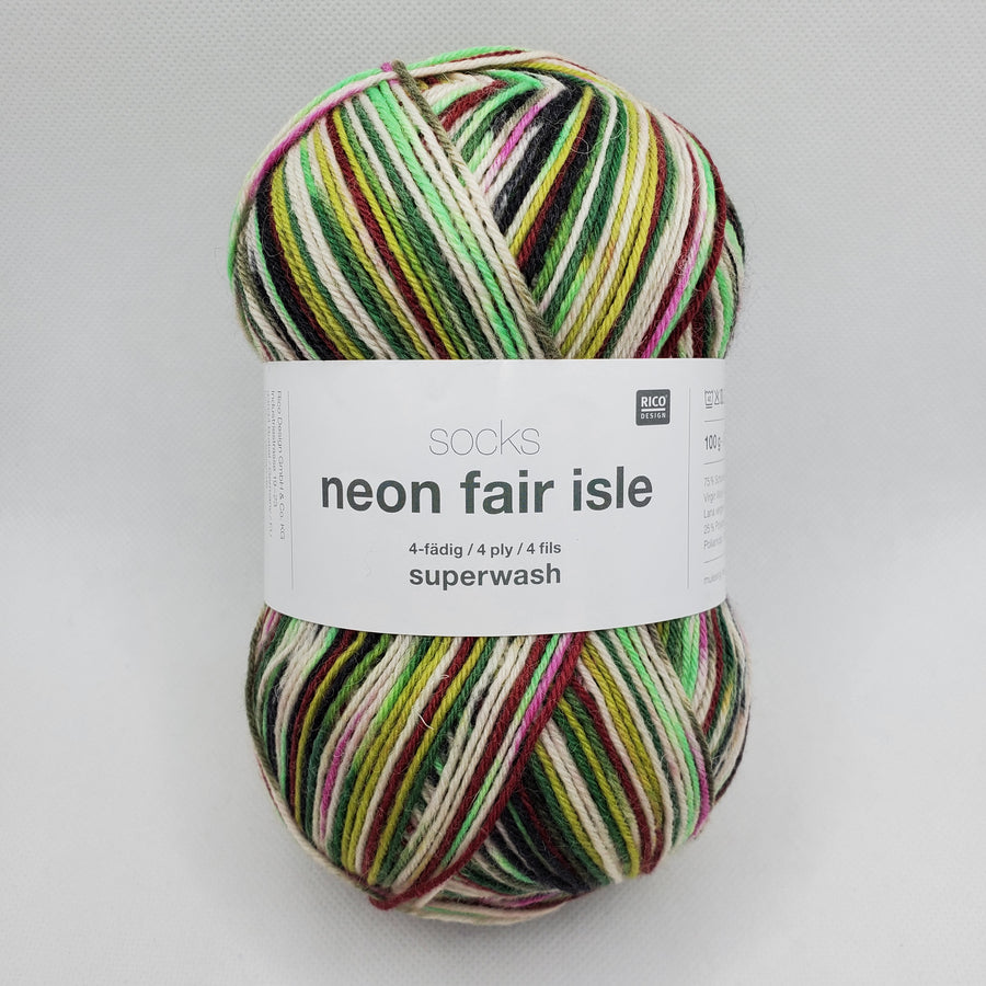 Rico Design<br>socks neon fair isle</br>