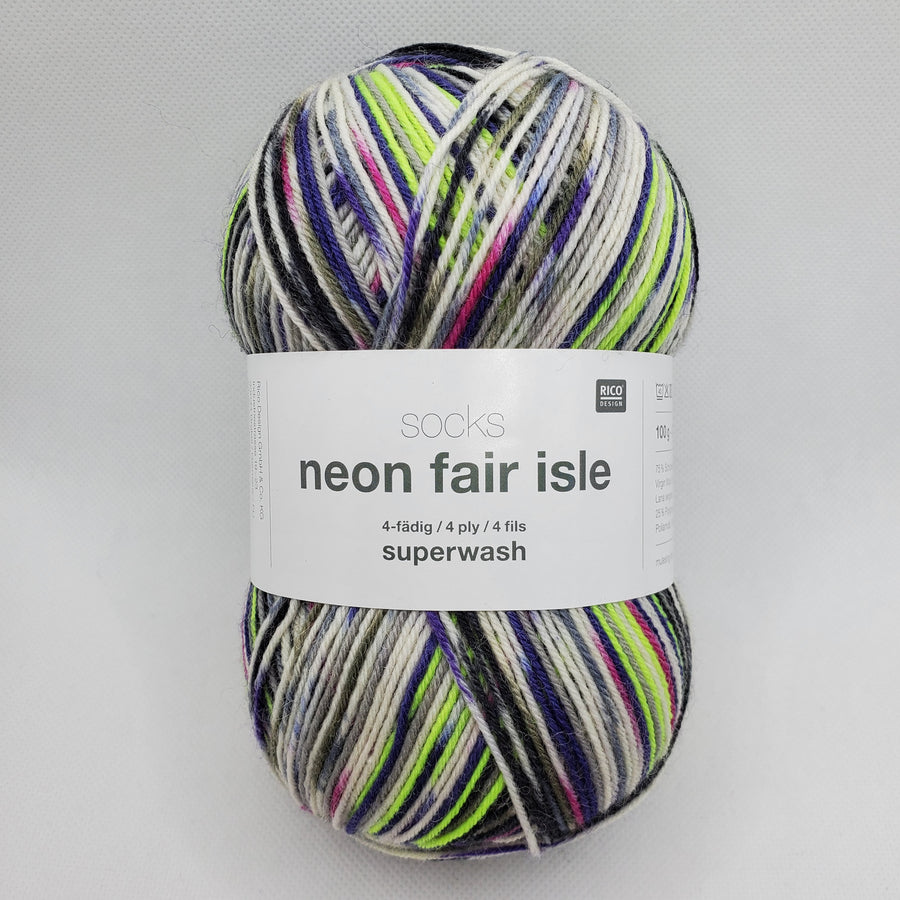 Rico Design<br>socks neon fair isle</br>